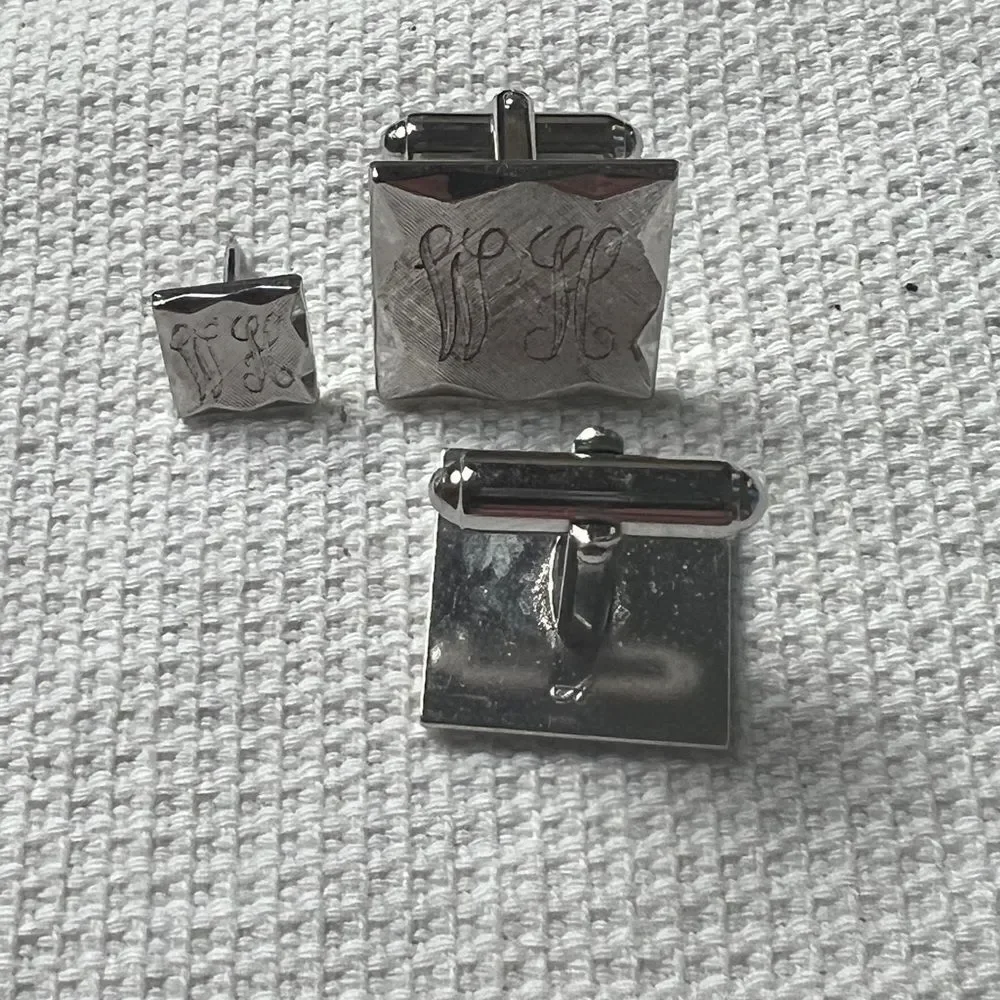 Anson “WH” Engraved Cuff Links and Tie Tack